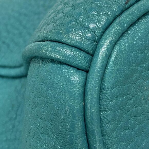 Auth PRADA Turquoise Leather Tote Bag - Picture 9 of 14